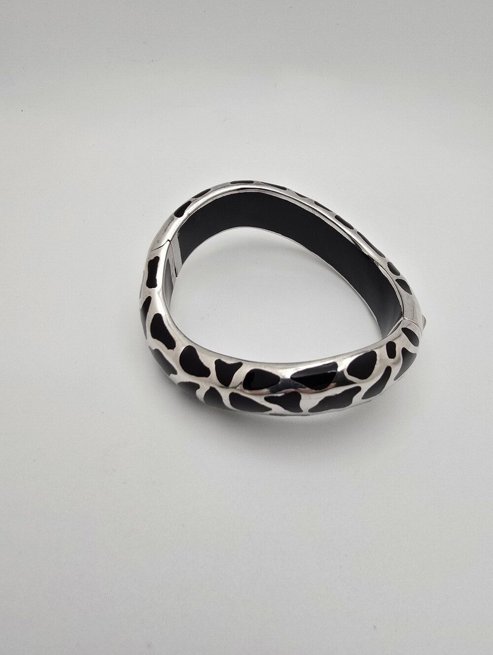 Revo Silver and Black Giraffe-Print Bangle
